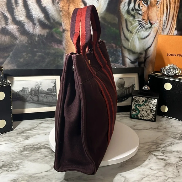 HERMES PM CANVAS TOTE BAG HAND STITCHED IN FRANCE - Picture 2 of 16